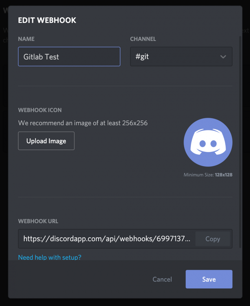 discord create webhook